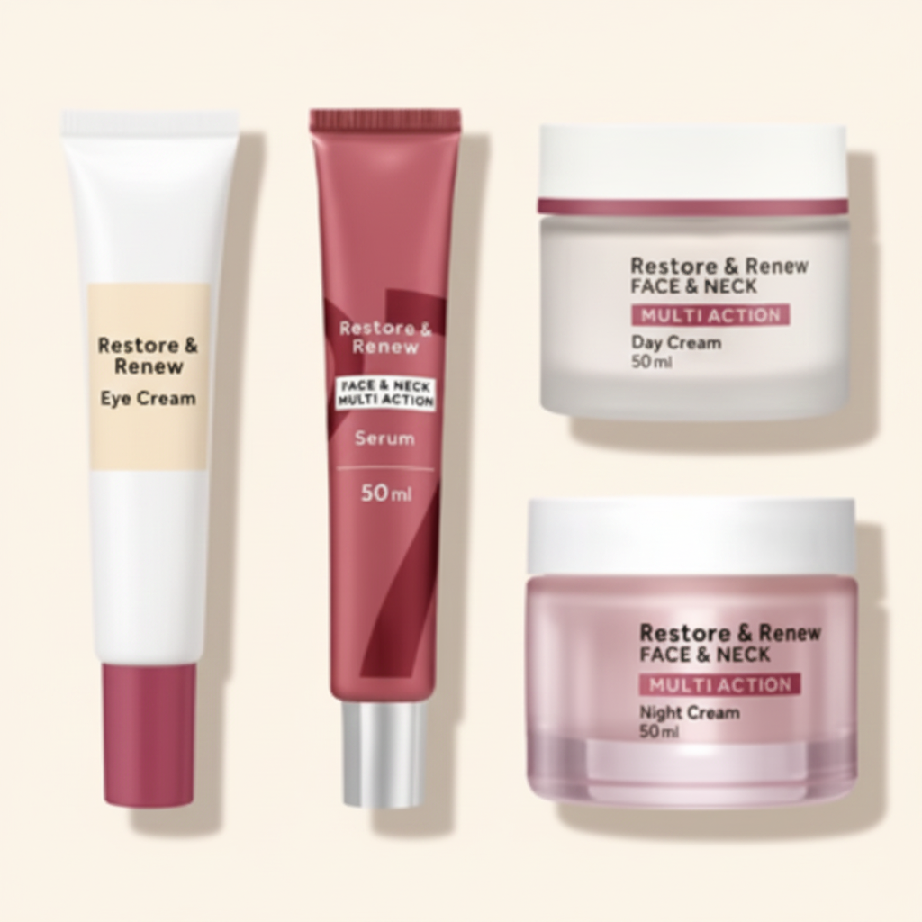 No7 Restore Renew skincare bundle 4-piece set, imported from the UK