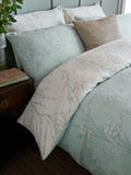 Laura Ashley blue duck egg reversible sateen Pussy Willow duvet cover and pillowcase set, UK version
