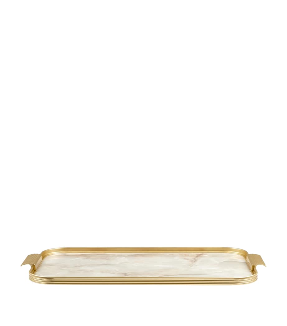 Kaymet anodised aluminium ribbed carry tray with white marble design, UK version