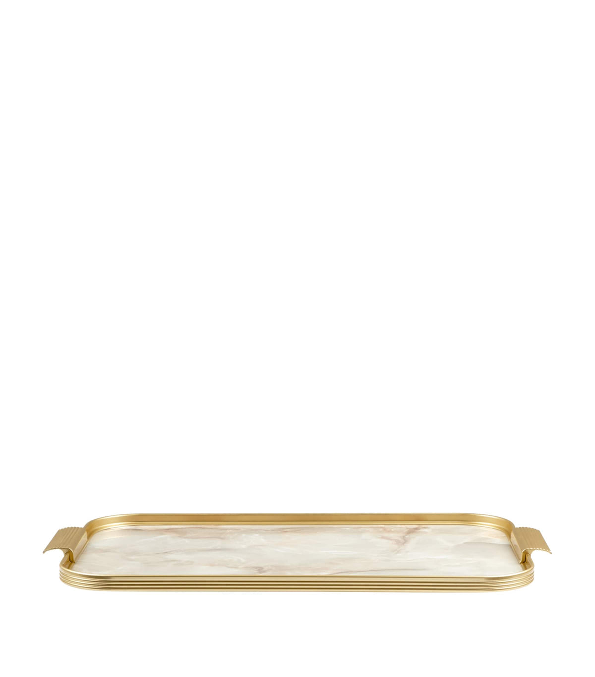 Kaymet anodised aluminium ribbed carry tray with white marble design, UK version