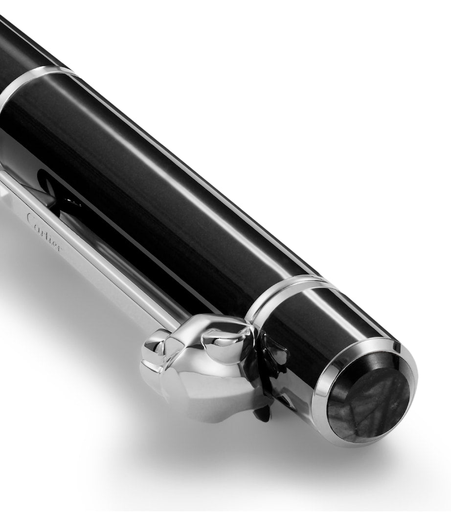 Cartier small ballpoint pen with sculpted feline clip approximately 12.5cm - British product