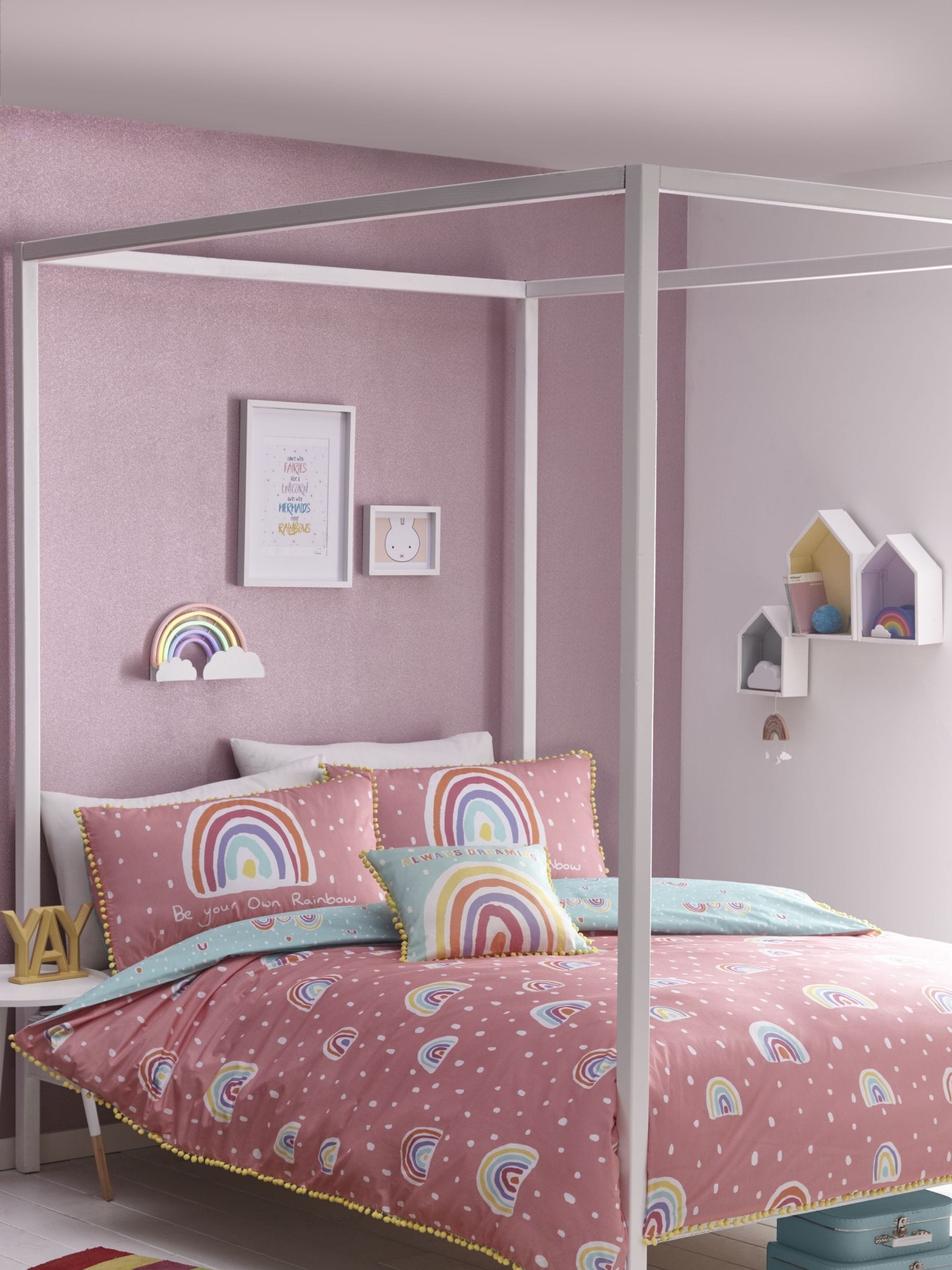 Appletree kids rainbow pom duvet cover and pillowcase set - British product