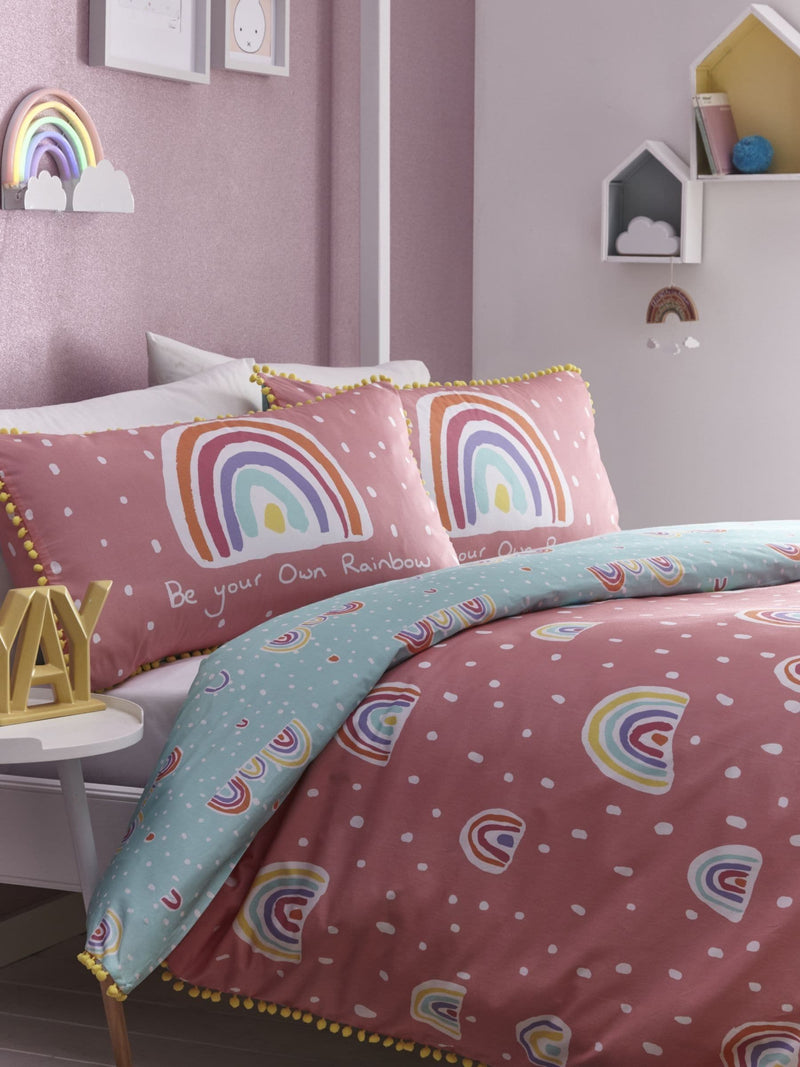Appletree kids rainbow pom duvet cover and pillowcase set - British product