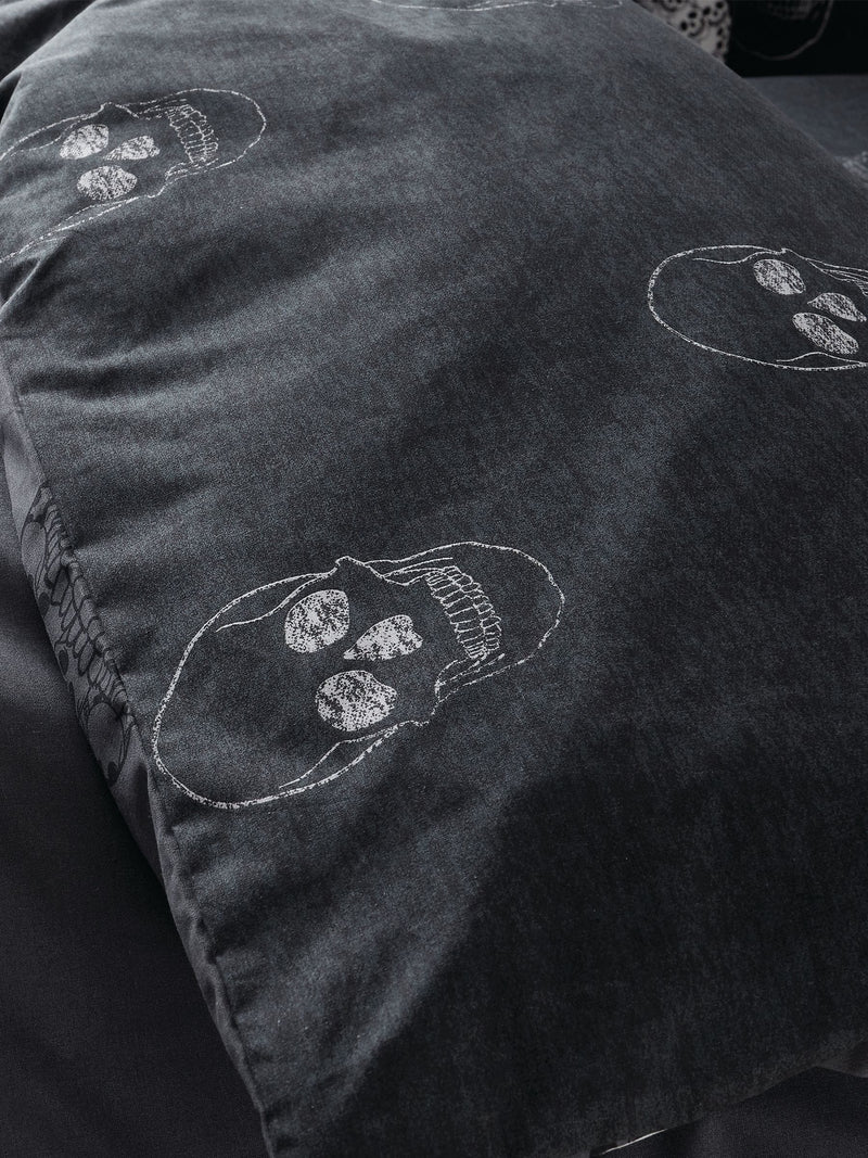 Catherine Lansfield grey skulls reversible duvet cover set - British product
