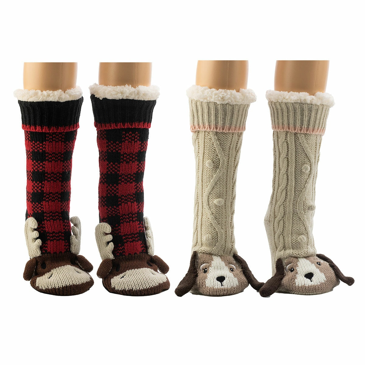 Jane & Bleecker Ladies Critter Knit Slipper Socks UK 4-8 2 Pack, UK version