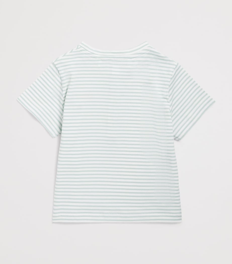 Tartine et Chocolat striped button-up T-shirt with dinosaur embroidery for children 3 months to 4 years (British brand)