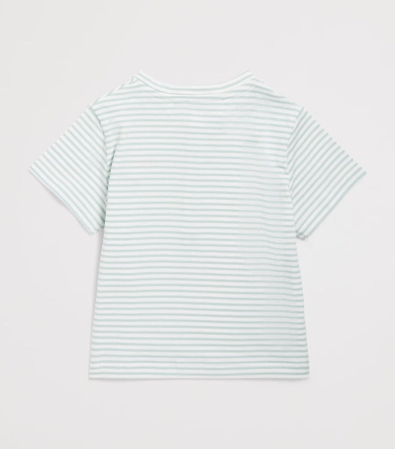 Tartine et Chocolat striped button-up T-shirt with dinosaur embroidery for children 3 months to 4 years (British brand)