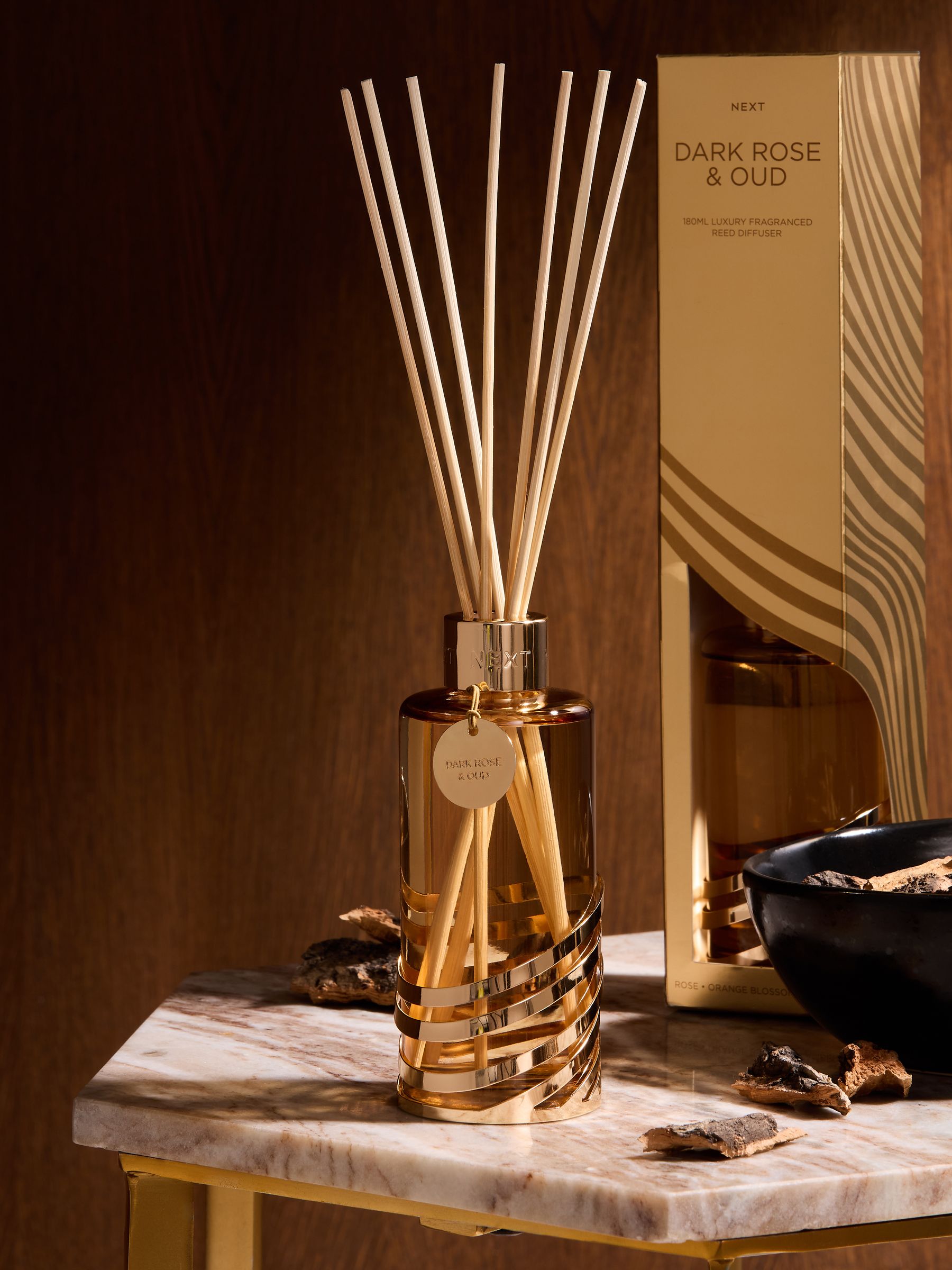 Gold Dark Rose and Oud reed diffuser 180ml, UK version