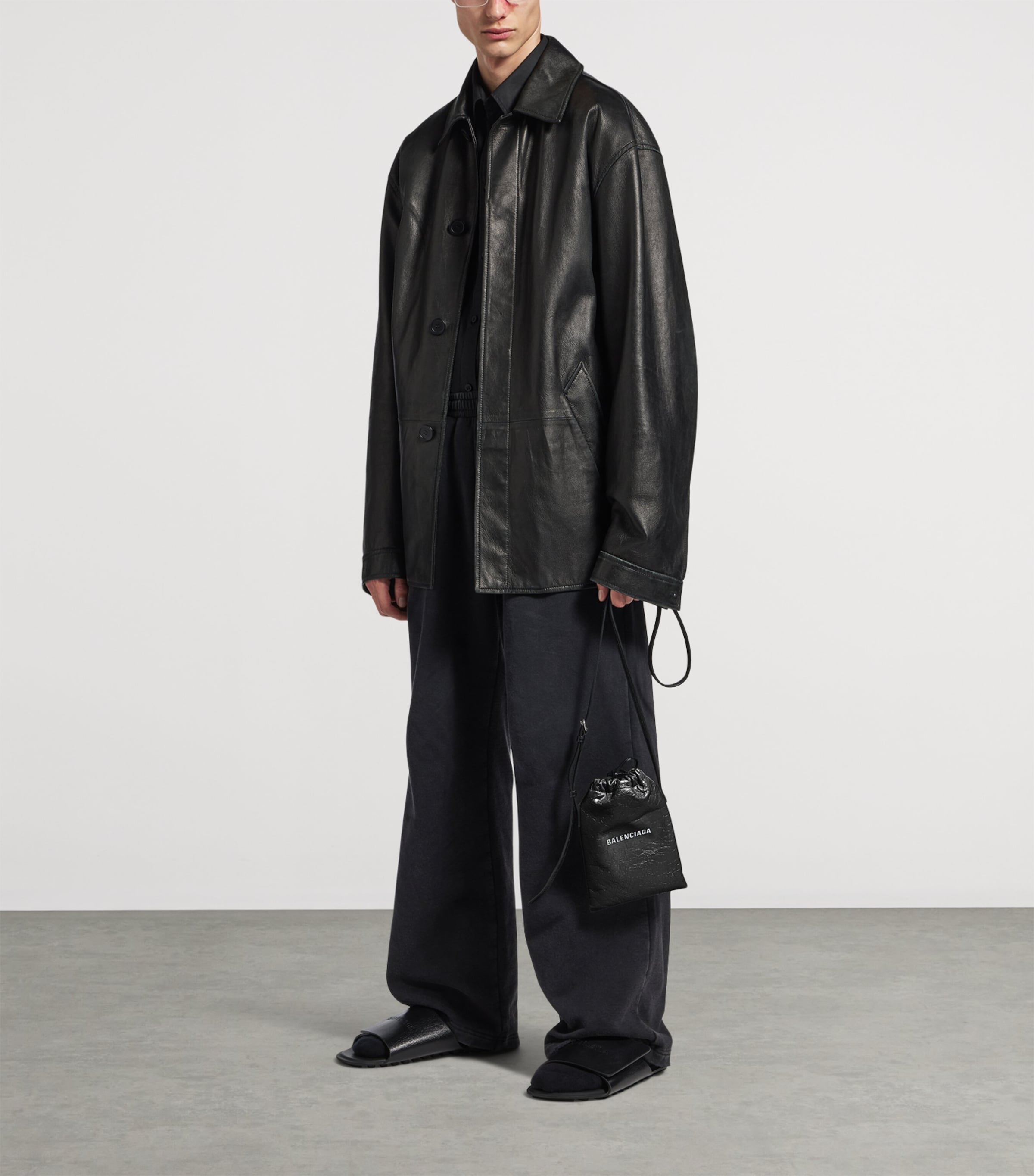 Balenciaga Leather Shopper Phone Holder