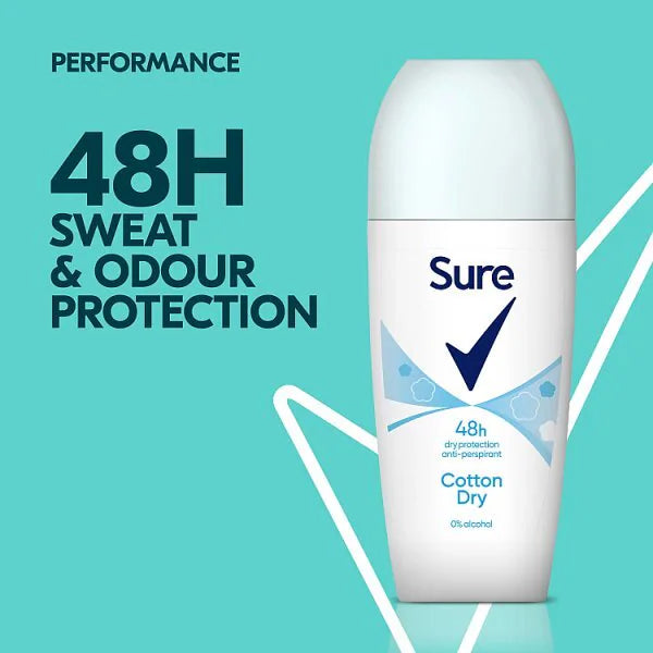 Sure Cotton Dry Anti-Perspirant Roll On 50ml (British brand)