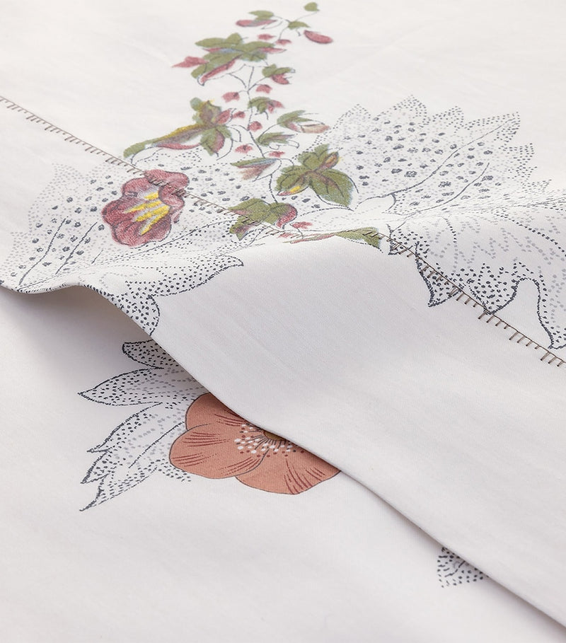 Yves Delorme double flat sheet with floral print, 240cm x 295cm (British brand)
