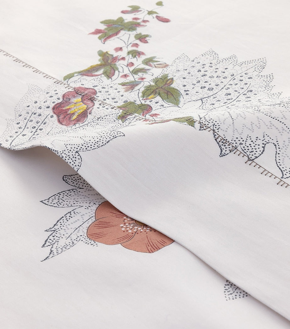 Yves Delorme double flat sheet with floral print, 240cm x 295cm (British brand)