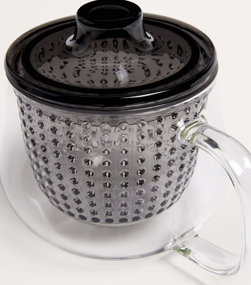 Harrods transparent glass tea pot with contrasting strainer 350ml, UK version