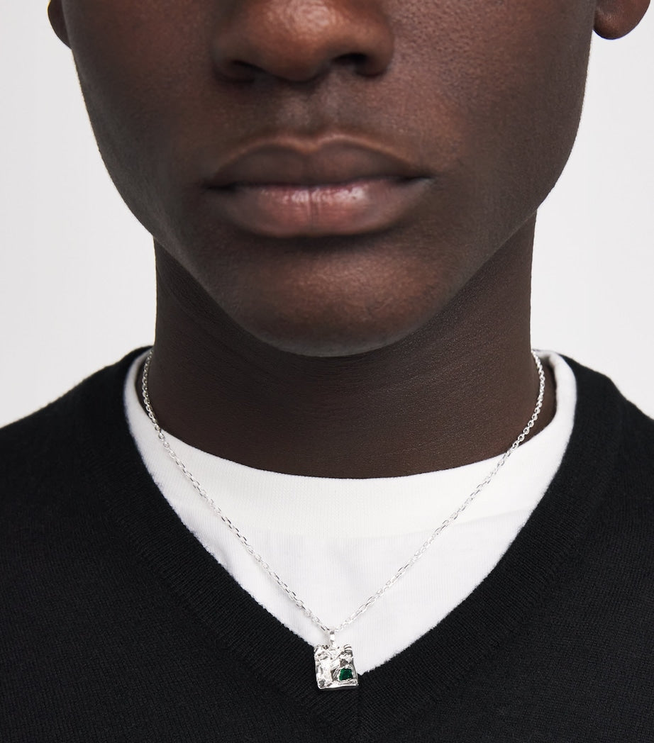 The Ouze sterling silver and emerald necklace (British brand)