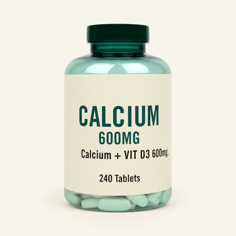 Calcium and Vitamin D3 Dietary Supplement Tablets, 600mg per Tablet, 60 Count