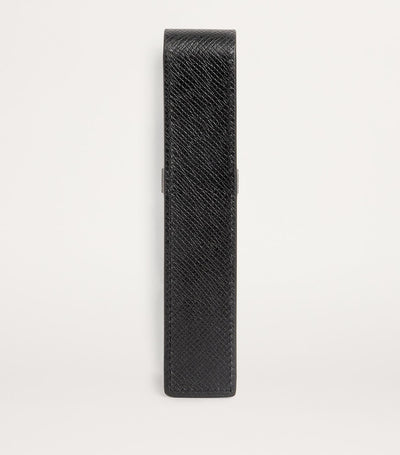 Leather Pen Sleeve with Engraved Logo and Gold Hardware, 15.5cm x 3cm x 2cm
