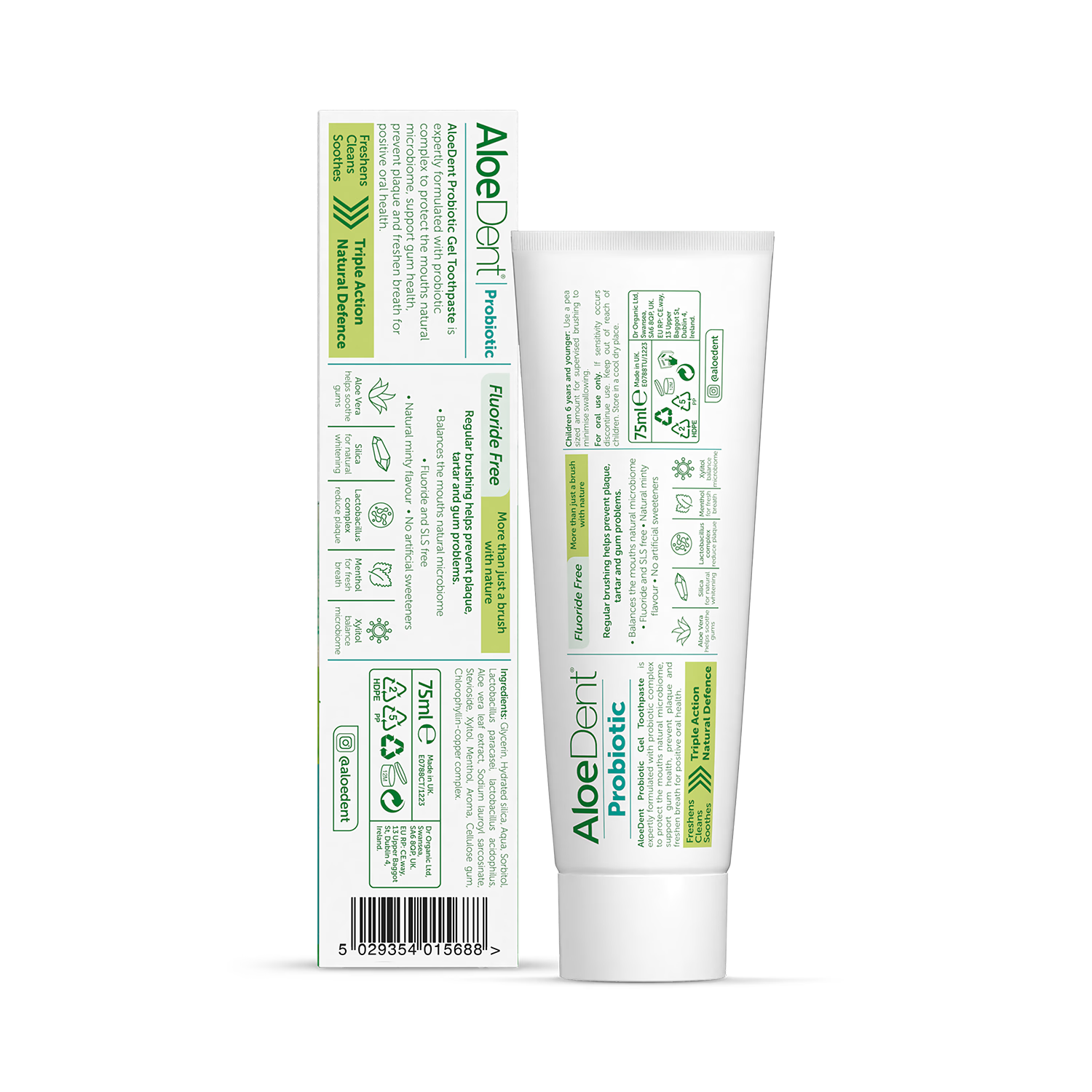 Aloe Dent Probiotic Toothpaste Fluoride Free 75ml