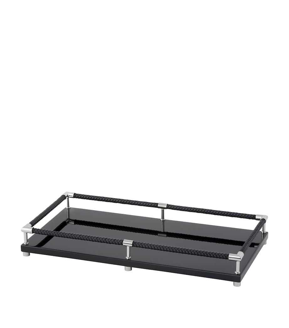 Riviere Leather-Trim Lacquered Tray (40cm x 22cm)