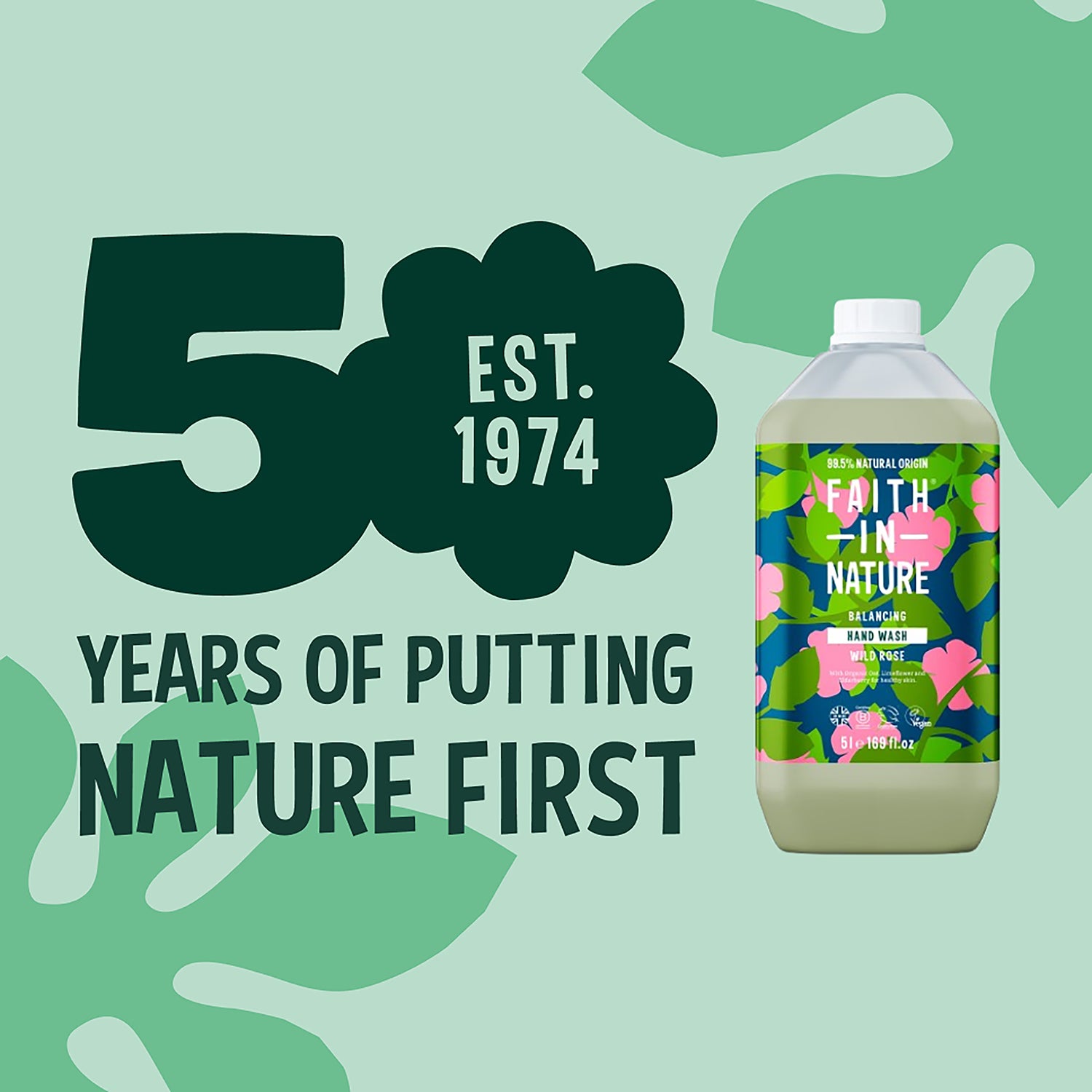 Faith In Nature Hand Wash Wild Rose 5L