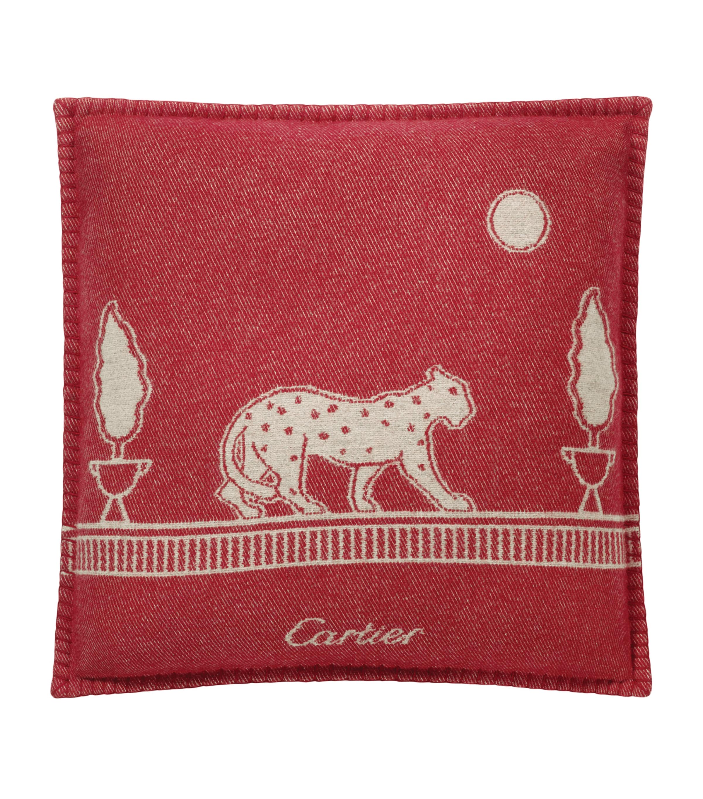 Cartier merino wool-cashmere Panthère de Cartier cushion 50cm x 50cm - British product