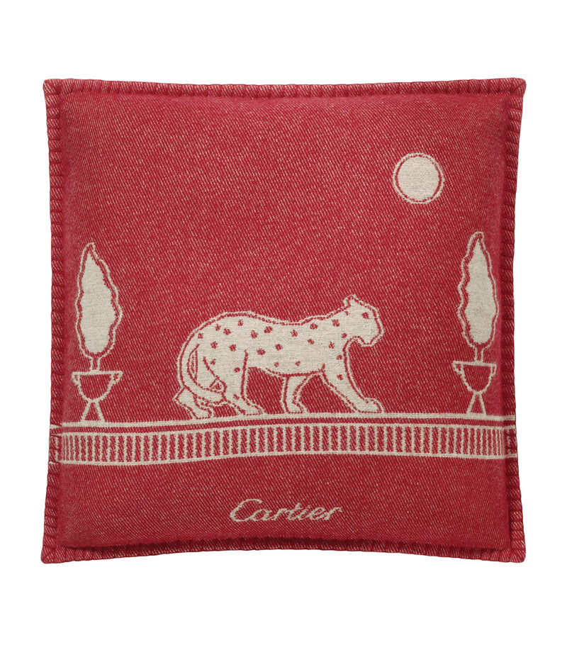 Cartier merino wool-cashmere Panthère de Cartier cushion 50cm x 50cm - British product