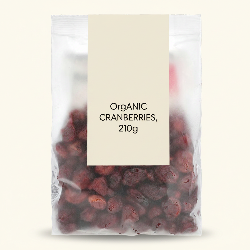 Holland & Barrett organic cranberries 210g, UK version