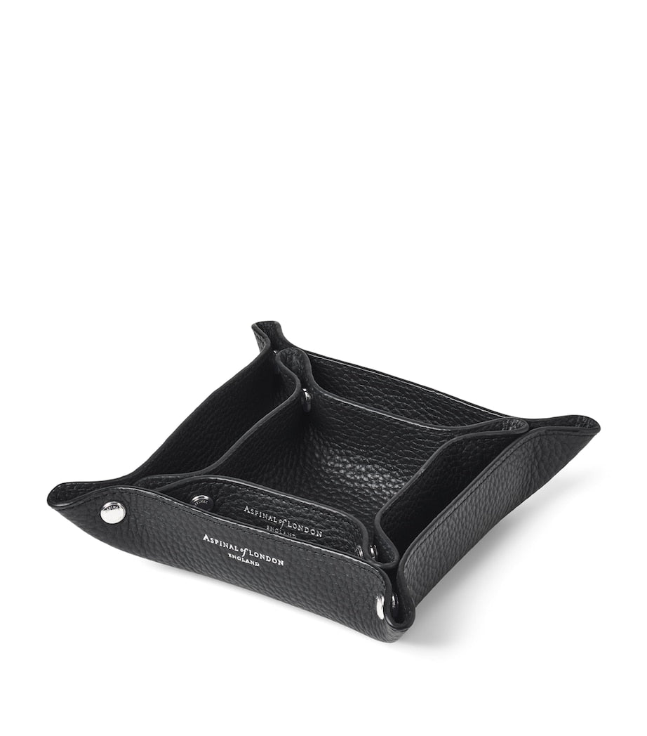 Aspinal Of London mini grained leather tidy tray 9.5cm x 9.5cm - British product