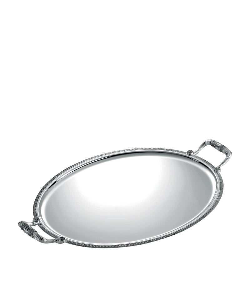Christofle silver-plated Malmaison oval tray 53cm x 42cm - British product