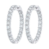 4.00ctw Round Brilliant Cut Diamond Inside Outside Hoop Earrings, 14ct White Gold - McGrocer