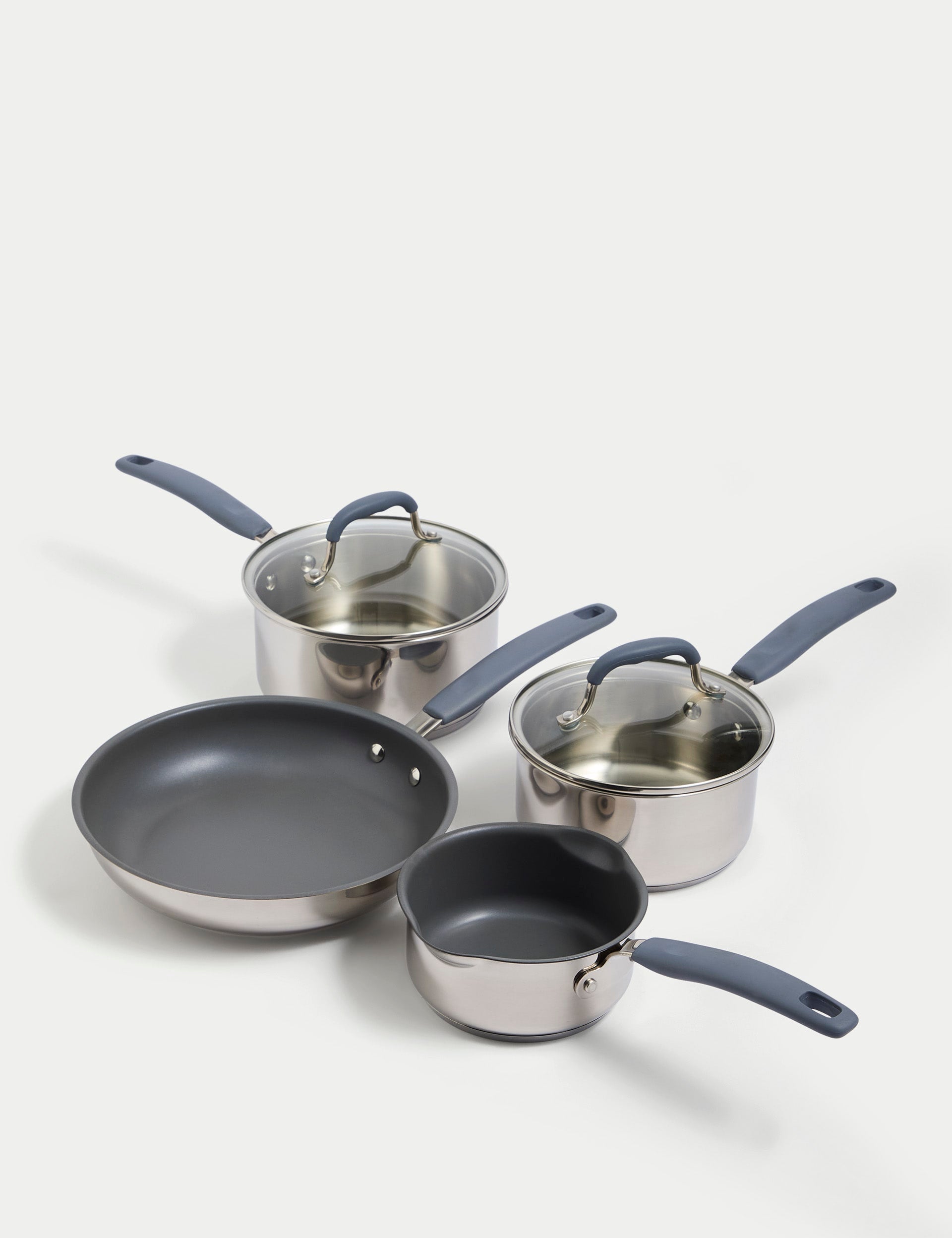 4 piece stainless steel pan set, imported from the UK