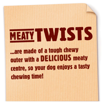 Bakers Meaty Twists Medium Beef dog chews 180g, imported from the UK