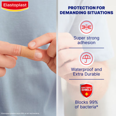 Elastoplast Extra Tough Waterproof Fabric Plasters 12 pack - British product