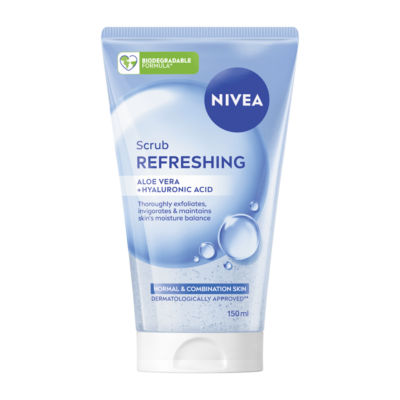 Nivea Refreshing Face Scrub with Hyaluronic Acid 150ml, imported from the UK