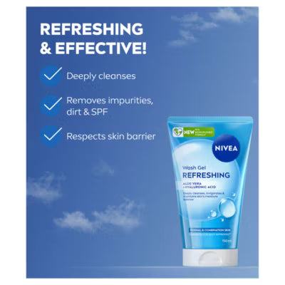 Nivea face wash gel with hyaluronic acid 150ml, imported from the UK