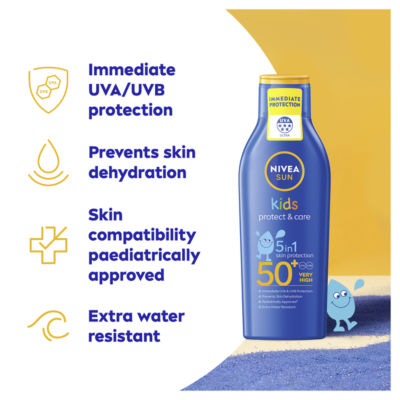 Nivea Kids Protect & Care Sun Cream Lotion 200ml, imported from the UK