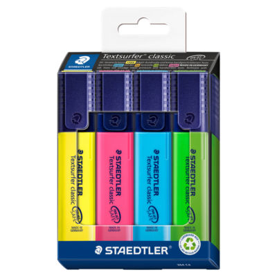 Staedtler neon highlighter pens pack of 4 (British brand)