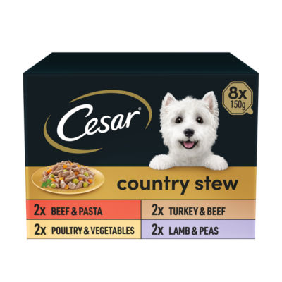 Cesar Country Stew wet dog food trays 8 x 150g - British product