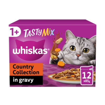 Whiskas 1+ Tasty Mix Country Collection Wet Cat Food Pouches in Gravy 12 x 85g