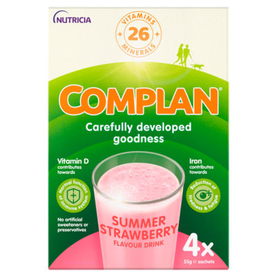 Complan Summer Strawberry Flavour Drink Mix 4 x 55g - British product