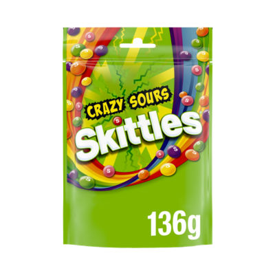 Skittles Crazy Sour fruit flavoured chewy sweets 136g (British brand)