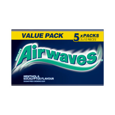 Wrigley's menthol and eucalyptus sugarfree chewing gum 70g multipack (British brand)