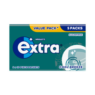Wrigley's Extra Cool Breeze sugarfree chewing gum 50 pieces (British brand)