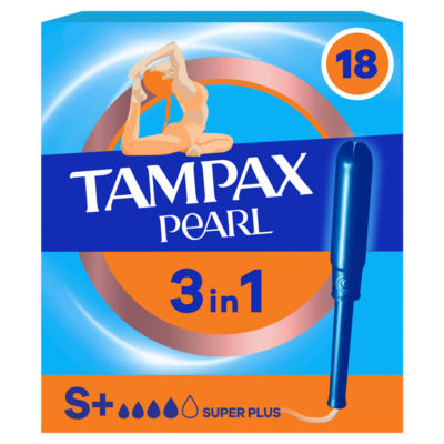 Tampax Pearl Super Plus tampons with applicator 18 count (British brand)