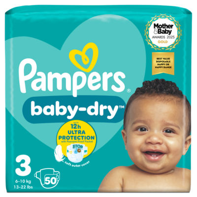 Pampers Baby-Dry Size 3 nappies 50 pack, imported from the UK