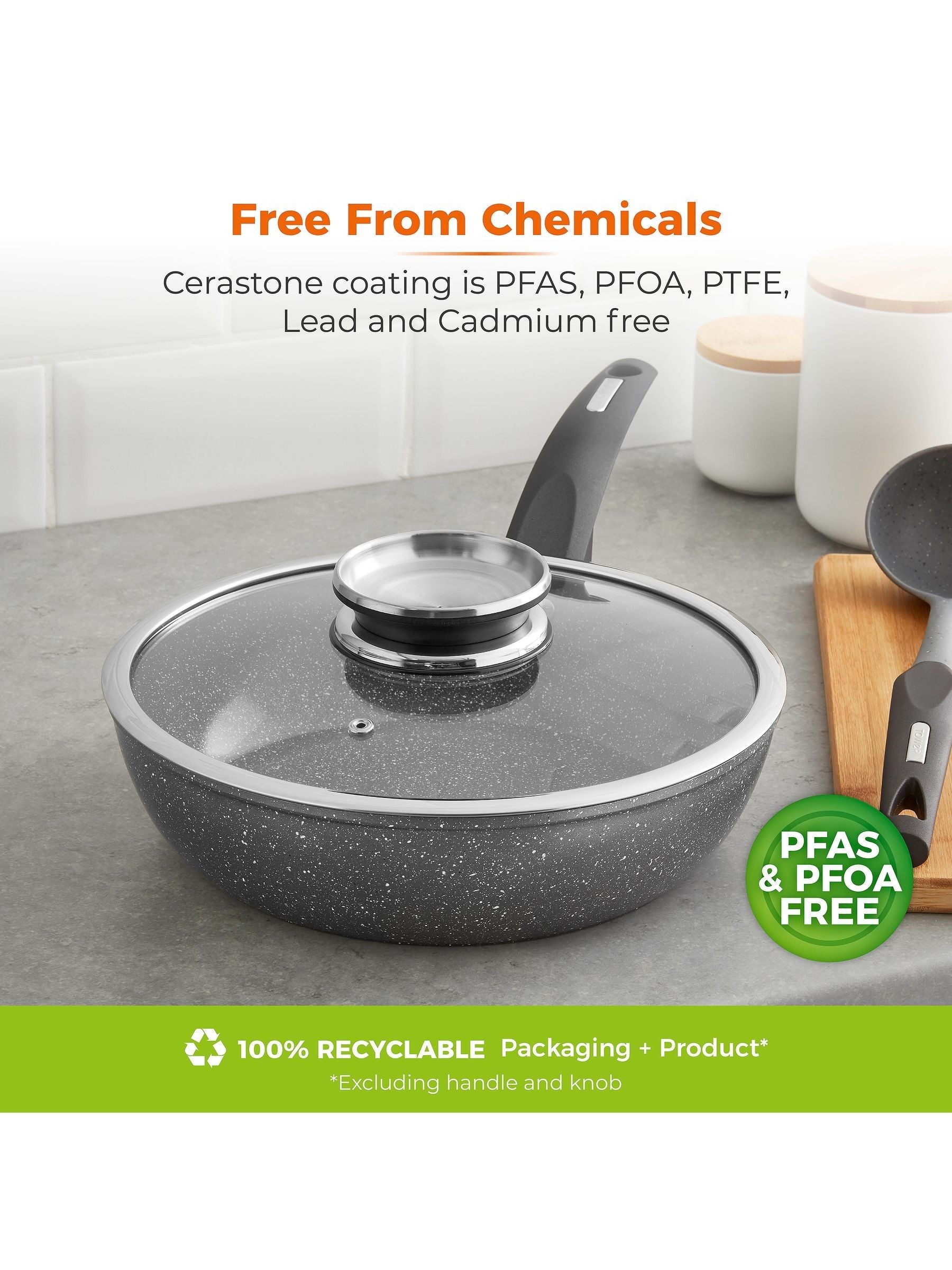 Tower Grey Forged Multi Frying Pan with Cerastone Coating 28cm (British brand)
