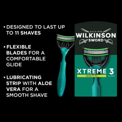 Wilkinson Sword Xtreme 3 Sensitive Comfort disposable razors pack of 4 (British brand)