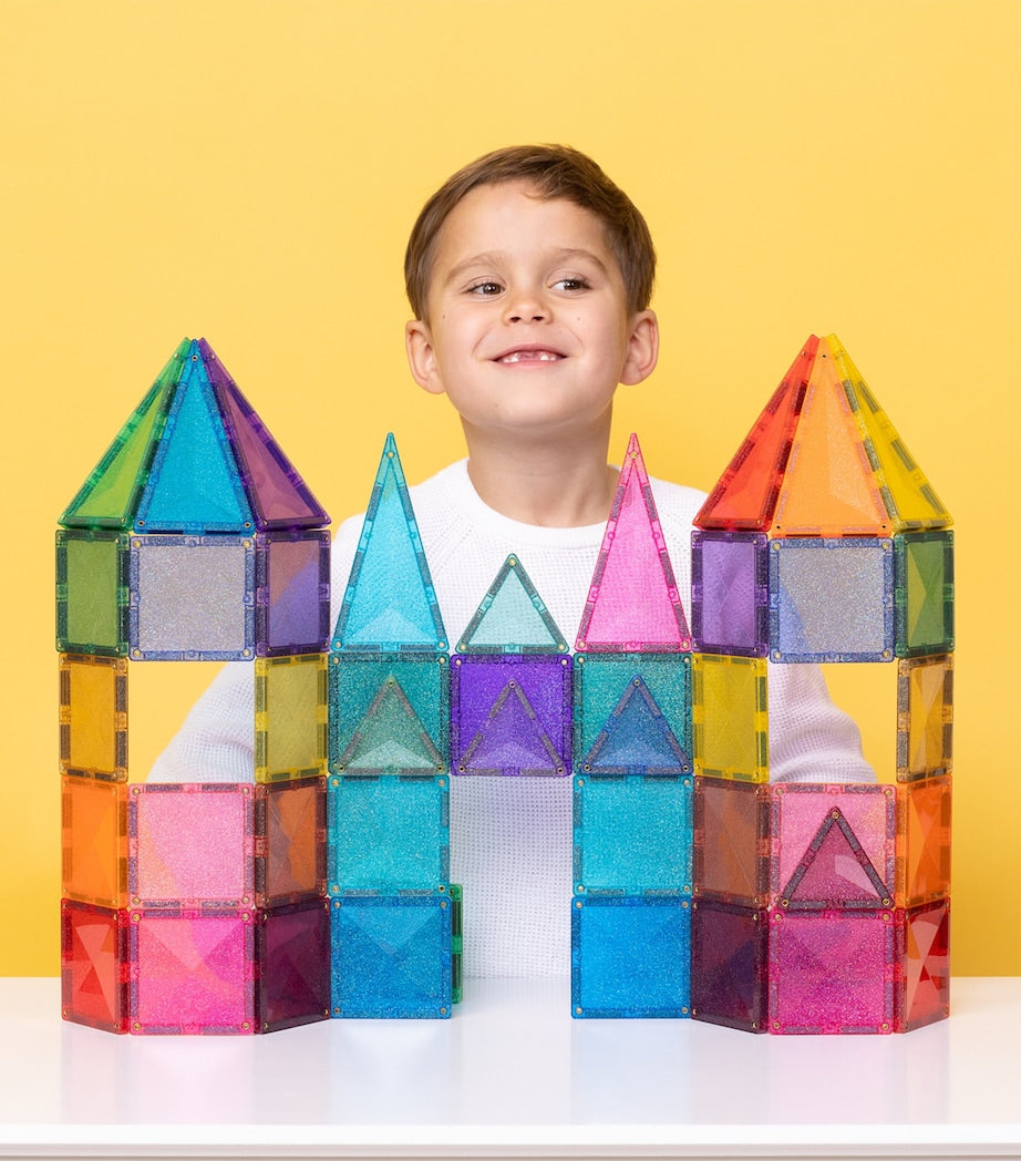 Connetix Glitter Castle Pack magnetic tiles 48 pieces - British product