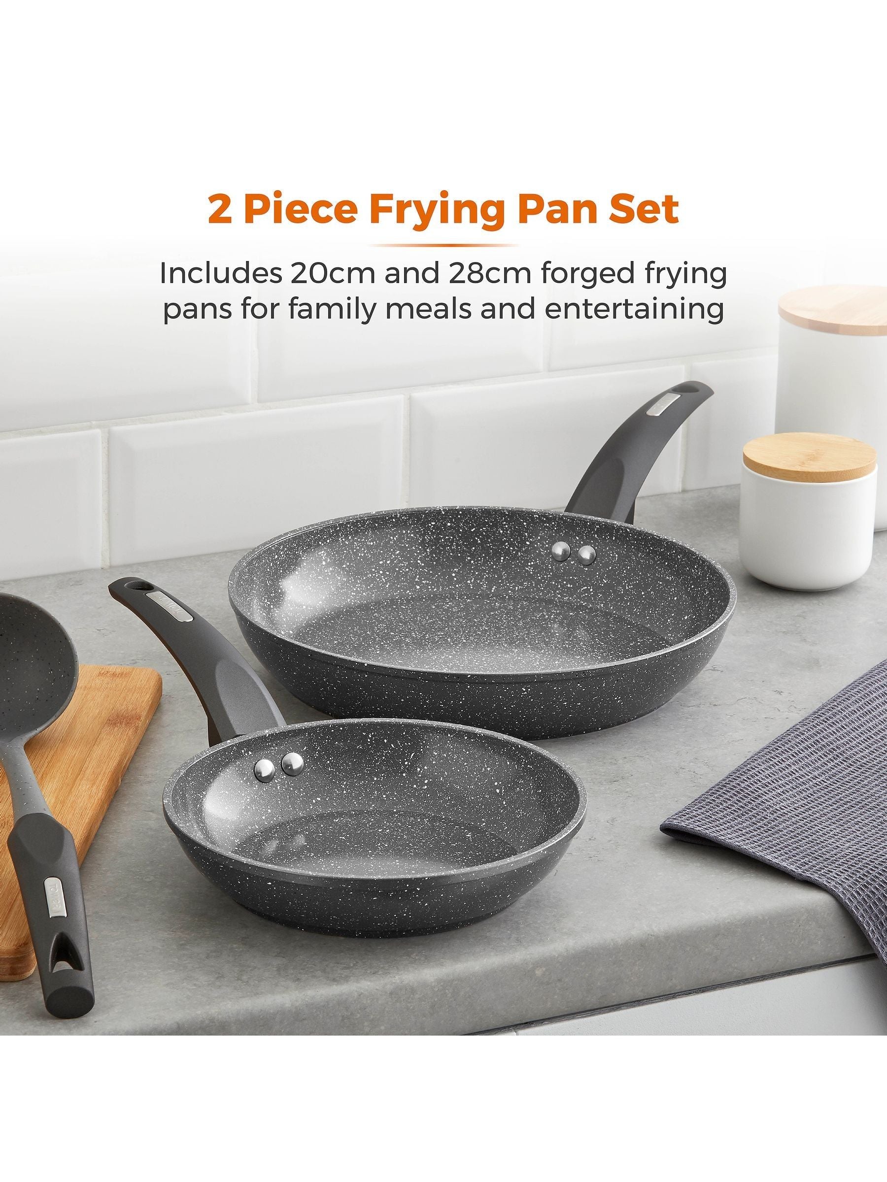 Tower grey 2 piece frying pan set 20cm 28cm (British brand)