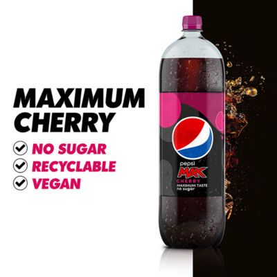 Pepsi Max cherry no sugar cola 2L bottle, imported from the UK