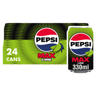 Pepsi Max Lime sugar-free cola 24 x 330ml cans, imported from the UK